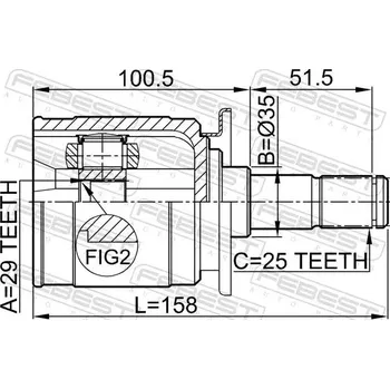 Poloosa kola Febest 0411-CU20RR Sada kloubu, hnací hřídel