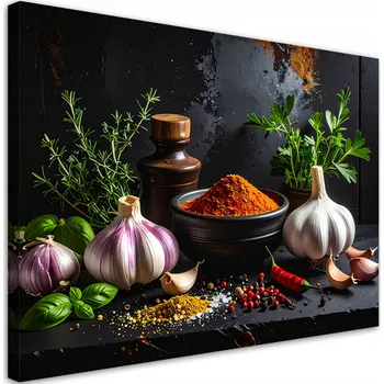 Obraz Obraz do kuchyně, restaurace, baru, jídelny, Koření bylinky česnek 30x20