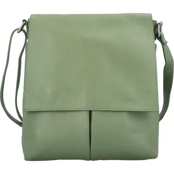 Kabelka Stylová dámská kožená crossbody taška Carlon, světle zelená