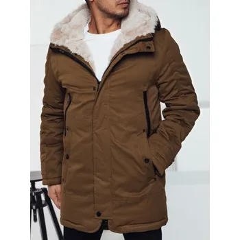 Pánská casual bunda Pánská zimní bunda parka s kapucí tmavě béžová