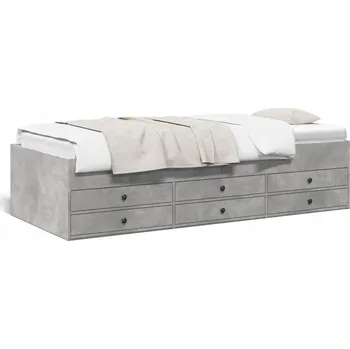 Pohovka Rozkládací pohovka s úložným prostorem a 6 zásuvkami, šedá betonu, 193x78x45,5 cm