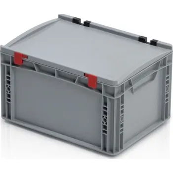 Úložný box Meva Plastová EURO přepravka 400x300x235 mm s víkem bez otvorů - šedá