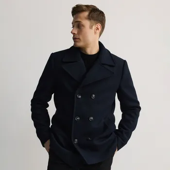 Dámský kabát Reserved - Kabát ze směsi vlny - tmavomodrá - 4755C-59X - 4755C-59X-XXL