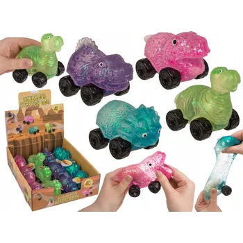 Hračka pro nejmenší Pružný Dinosaurus na kolečkách Senzorická Hračka pojízdný Mačkací Hračka