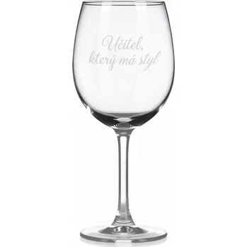 Sklenice Sklenice na víno s gravírovaným textem „Učitel, který má styl“