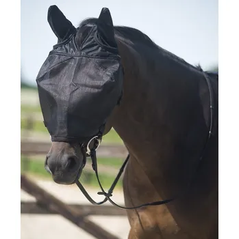 Koňská maska proti hmyzu QHP Maska proti hmyzu QHP, jezdecká, s ochranou uší, černá FULL