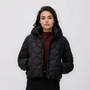 Dámský kabát Reserved - Prošívaná bunda s kapucí - černý - 530IA-99X - 530IA-99X-XXL