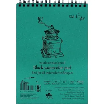 Blok Blok na spirále #authenticpad Akvarel, A5, 20l., 300g/m2, černá