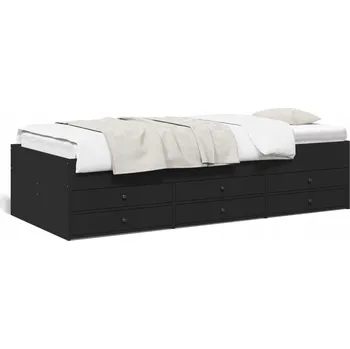 Pohovka Černá pohovka s funkcí spaní a 6 zásuvkami, 203 x 93 x 45,5 cm