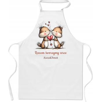 Kuchyňská zástěra Valentýnská kuchyňská zástěra Dárek Společně tvoříme srdce + Jména