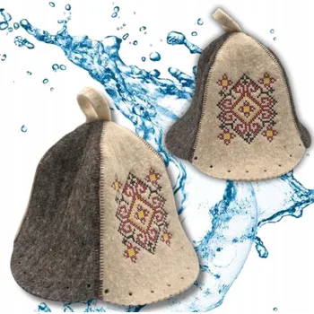 Ekologická čepice do sauny ze 100% ovčí vlny v dvoubarevném provedení