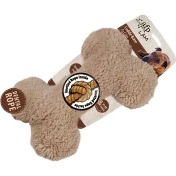 Hračka pro psa Hračka Plyšová kost AFP Lam s provazy a pískátkem 23cm