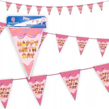 Radostná girlanda s růžovými vlaječkami k narozeninám