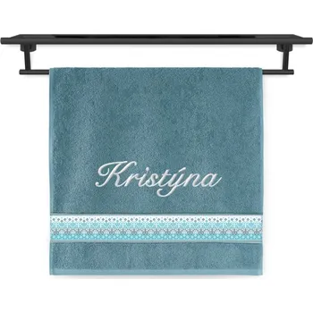 Ručník Ručník se jménem NA PŘÁNÍ 50x100 Norský vzor petrolej