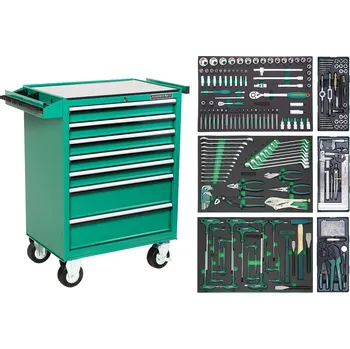 Dílenský montážní vozík vybavený, 267 ks nářadí - JONNESWAY Master