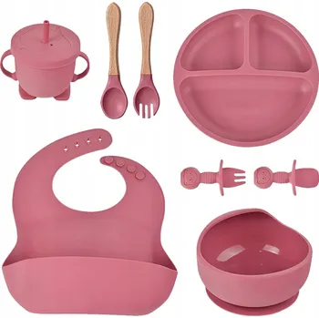 SILIKONOVÉ NÁDOBÍ SADA NÁDOBÍ PRO DĚTI S BRYNDÁKEM PŘÍSAVKA