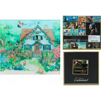 Podtácek SKLENĚNÝ PODTÁCEK POD SKLENICI VESNICE KRAJINA KUCHYNĚ OBÝVÁK STŮL DOMOV