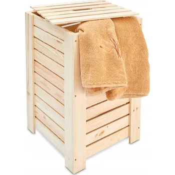 Volně stojící koš na prádlo Pinus 67 l, béžový