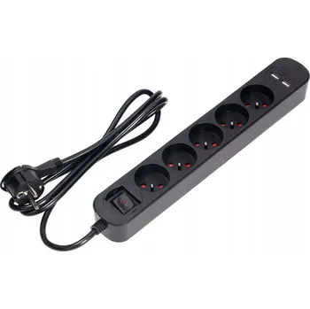 Přepěťová ochrana Prodlužovací Kabel lišta s přepěťovou ochranou Virone 1,5 m 5 ks zásuvek černá