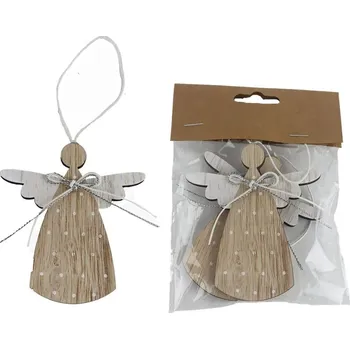 Vánoce Anděl k zavěšení přírodní 9cm, 2 ks