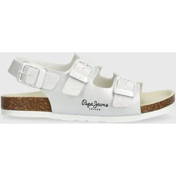 Dívčí sandály Dětské sandály Pepe Jeans OBAN BAY GK PGS80005 stříbrná SLM, EUR 25
