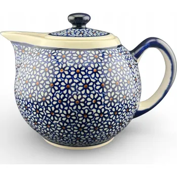 Konvice na čaj Konvice konvička 1 L Kobaltové kvítky dek. D-120 G2 Keramika Bolesławiec
