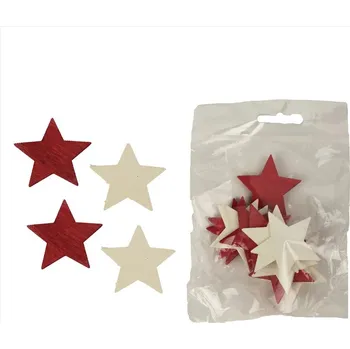 Vánoční dekorace Dřevěné hvězdy 4cm - 12ks mix barev