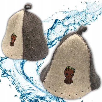 Čepice do sauny – ze 100% ovčí vlny, dvoubarevná s obrázkem Gruta