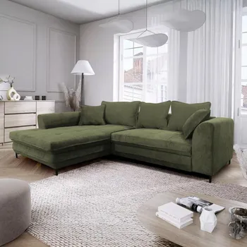 Sedací souprava Rozkládací rohová sedací souprava s úložným prostorem do L LAGOA levá zelená