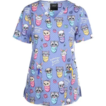 Dámská halenka Zdravotnická bavlněná halena Cherokee s potiskem pejsků CK856 BYBU Velikost: XL