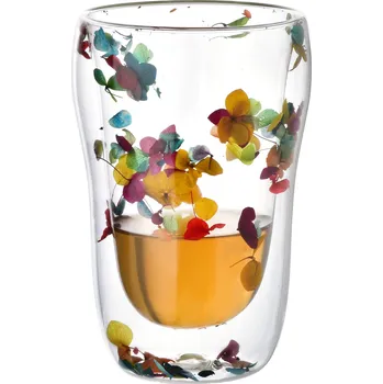 Skleněný hrnek PETER FLOWERS 400 ml čirý