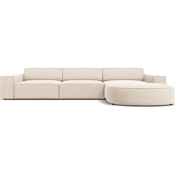 Pohovka Béžová sametová rohová pohovka (pravý roh/s lenoškou) Jodie - II. jakost – Micadoni ID_1902022