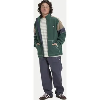 Pánská móda Quiksilver Fleecová mikina Clean Coast Block EQYPF03065 Zelená Loose Fit XL