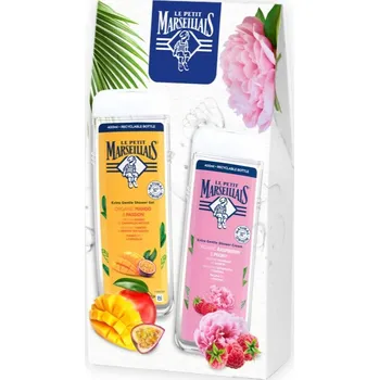 Kosmetická sada Le Petit Marseillais Dárková Sada Le Petit Marseillais Mango BIO & Passion Fruit jemný sprchový gel 400 ml + Le Petit Marseillais Raspberry BIO & Peony krémový sprchový gel 400 ml kosmetická sada