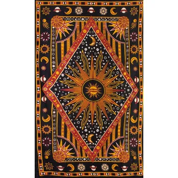 Přehoz na lůžko Mandala malá CYCLE žluto-červená