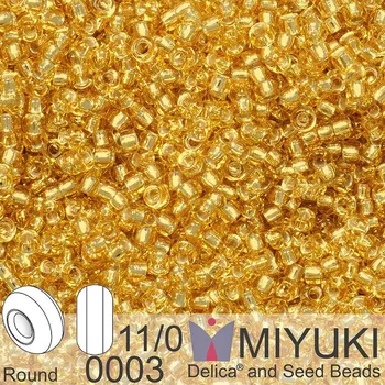 Korálek Korálky Miyuki Round 11/0. Barva 0003 Silverlined Gold . Balení 5g.