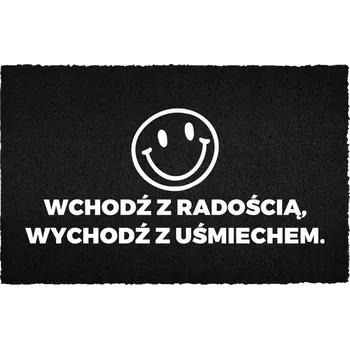 Rohožka KOKOSOVÁ VSTUPNÍ ROHOŽKA 40X60 CM ČERNÁ S POTISKEM - STYLOVÁ DEKORACE