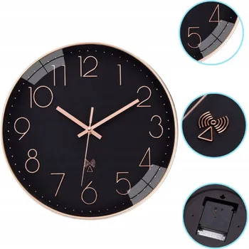 Hodiny Nástěnné hodiny moderní černo-zlaté 30 cm Tichý plynulý mechanismus