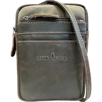 Green Wood pánská kožená crossbody tmavě hnědá M2 BROWN