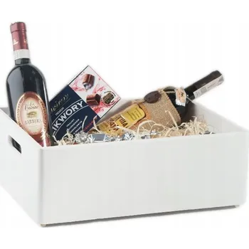 Obraz Dřevěná bedýnka Pinus Dekorativní bílá 40x30x13,5 cm s úchyty