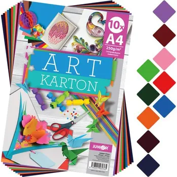 Barevný papír Složka barevného papíru A4 (výkresů) ART karton 10 listů /10 barev, 250g/m2