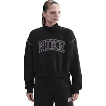 Pánská mikina Dámská zateplená mikina NIKE-W NSW PHNX FLC LOGO MOCK NECK BLACK Černá S
