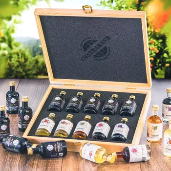 Dárkový potravinový koš Degustační dárková sada s likéry k narozeninám, výročí, svátku, vánocům Standardní víko