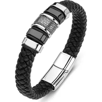 Náramek Daniel Dawson Pánský náramek Julien Black, kůže, chirurgická ocel, různé velikosti NR-PH0011B/23 Černá 23 cm