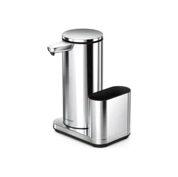 Dávkovač mýdla Simplehuman 414ml + držák na houbičku - lesklá nerez