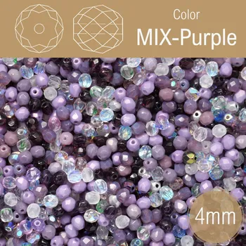 Korálek Korálky BROUŠENÉ 4mm. Barva MIX Purple Balení 120Ks.
