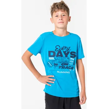 Pánské tričko KIPRUN Dětské běžecké prodyšné tričko Dry+ 500 14 LET MODRÁ
