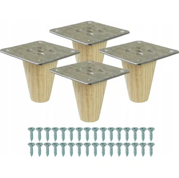 Obraz Dubové nohy 6 CM, dřevěné nožičky dub kužel, sada s plechem a šrouby