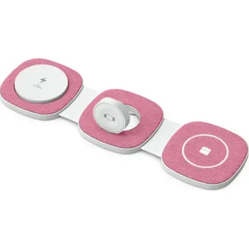 YM-T1 3v1 bezdrátová MagSafe nabíječka pro iPhone / Apple Watch / AirPods - 15W - růžová