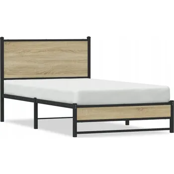 Postel Rám postele ocelový, dub sonoma, 207 x 105 x 91,5 cm s úložným prostorem